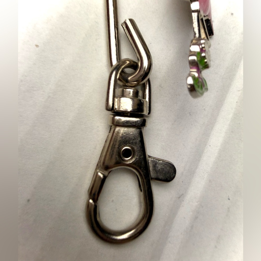 Alexx Inc Finders Key Purse Bag Charm Key Chain Pink Flamingo Rhinestone Sandals - Picture 4 of 6